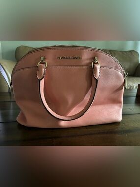Michael Kors Coral Pink Saffiano Satchel with Gold Hardware